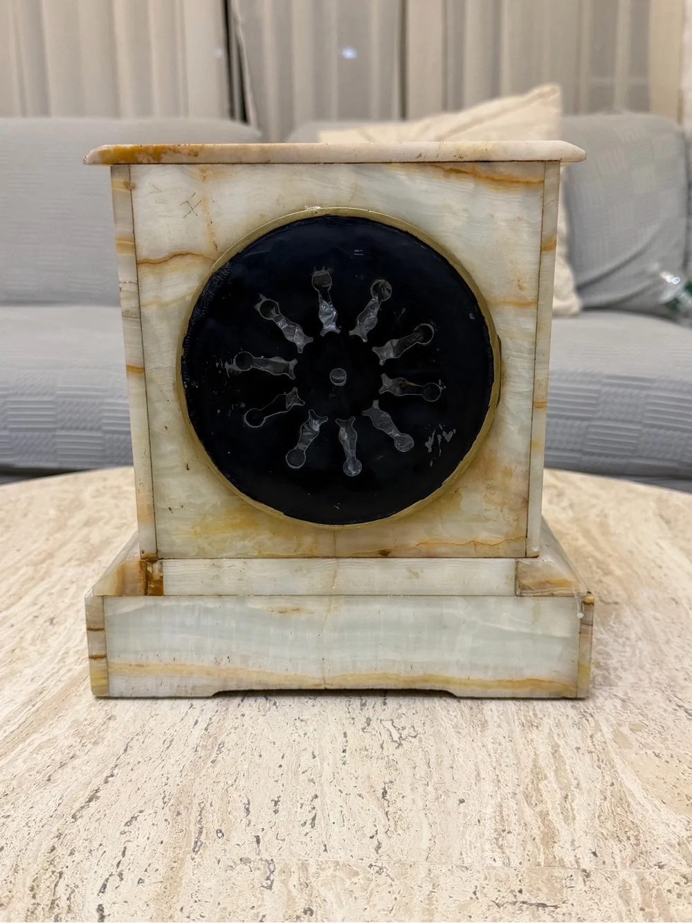 Antique Late 19th Century [Onyx/Marble] Mantel Clock with Ornate Brass Accents